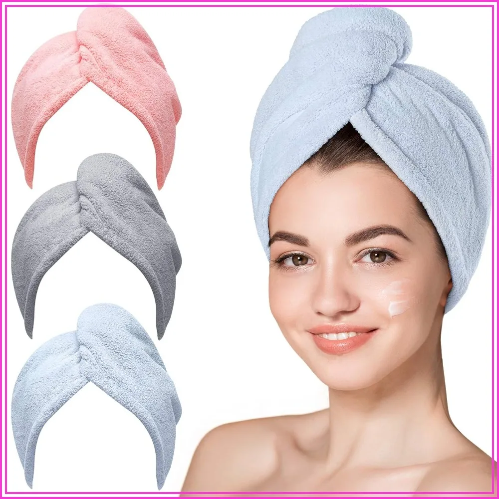 

Microfiber Hair Towel Wrap, Fast Drying Lightweight Turban for Curly & Long Hair – 3 Pack