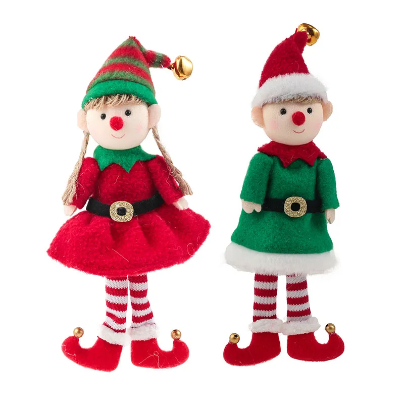 New Year 2024 Christmas Elf Doll Ornaments Xmas Tree Hanging Pendant Navidad 2023 Santa Kids Gift Christmas Home Decoration