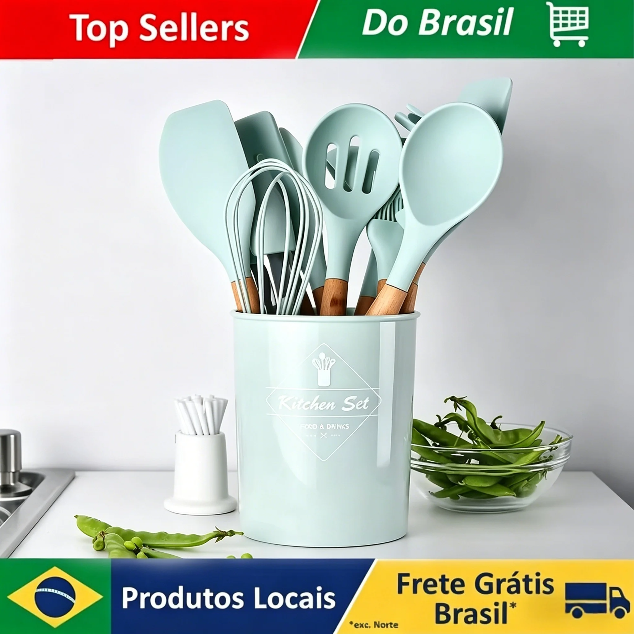 Juego de 12 utensilios de cocina de silicona resistentes al calor, de grado alimenticio, antiadherentes, espátula, cuchara medidora, para el hogar