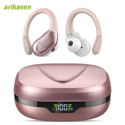 Auricolari Bluetooth 5.3 cuffie True Wireless con controllo del pulsante del microfono ganci per la riduzione del rumore cuffie impermeabili per lo sport