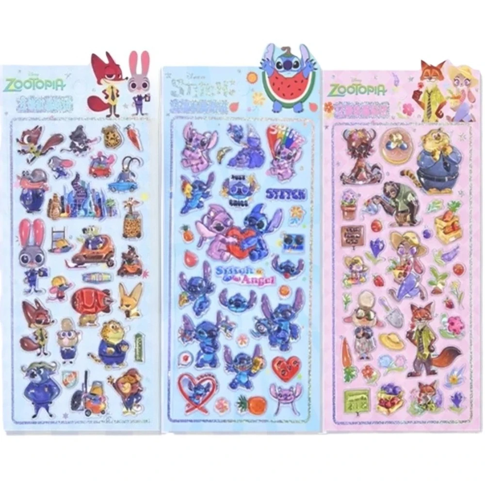 Adesivi 3D in Cristallo Kawaii Disney Lilo & Stitch Zootopia – Accessori Creativi per Premiare Studenti e Decorare Cover del Telefono