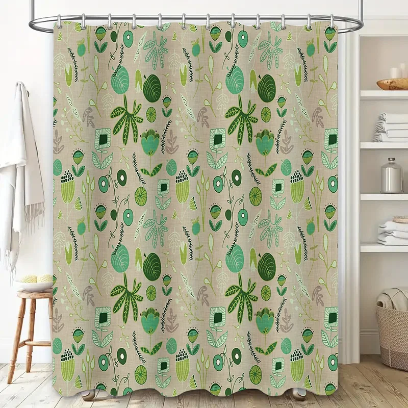 Botanical Shower Curtain Tropical Leaf Pattern Bathroom Decor Nature Greenery Washable Fabric Liner