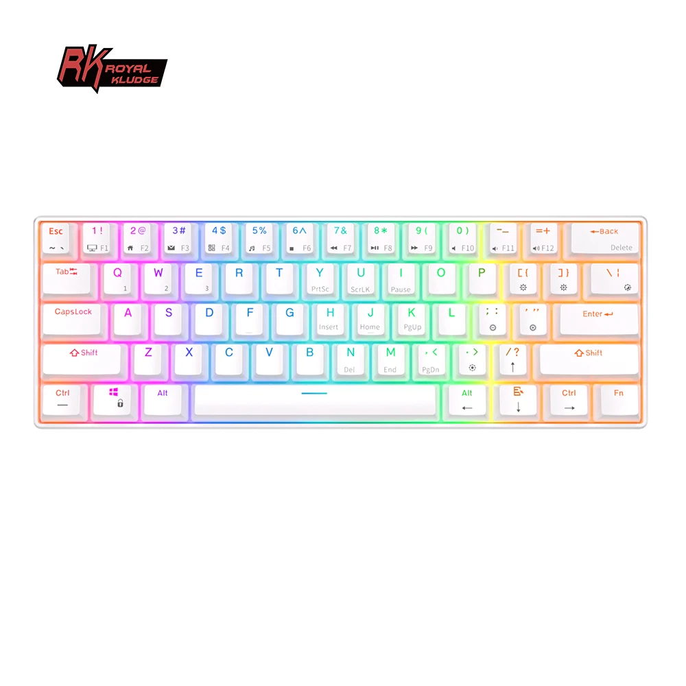 

Royal Kludge RK61 Gaming Mechanical Keyboard 61 Keys 60% RGB Backlit Hot-Swappable Bluetooth Wireless Keyboards Gateron Cherry