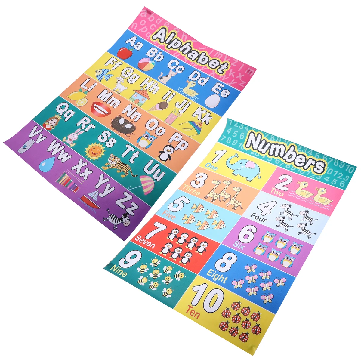 2 Pcs Poster Flip Chart Kids Wall Posters Nursery Stickers Early Educational Alphabet