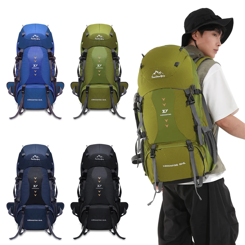 

60л нейлоновый рюкзак для кемпинга, треккинговая сумка, рюкзак большой емкости, дорожная сумка, уличный походный рюкзак, альпинистский рюкзак для мужчин