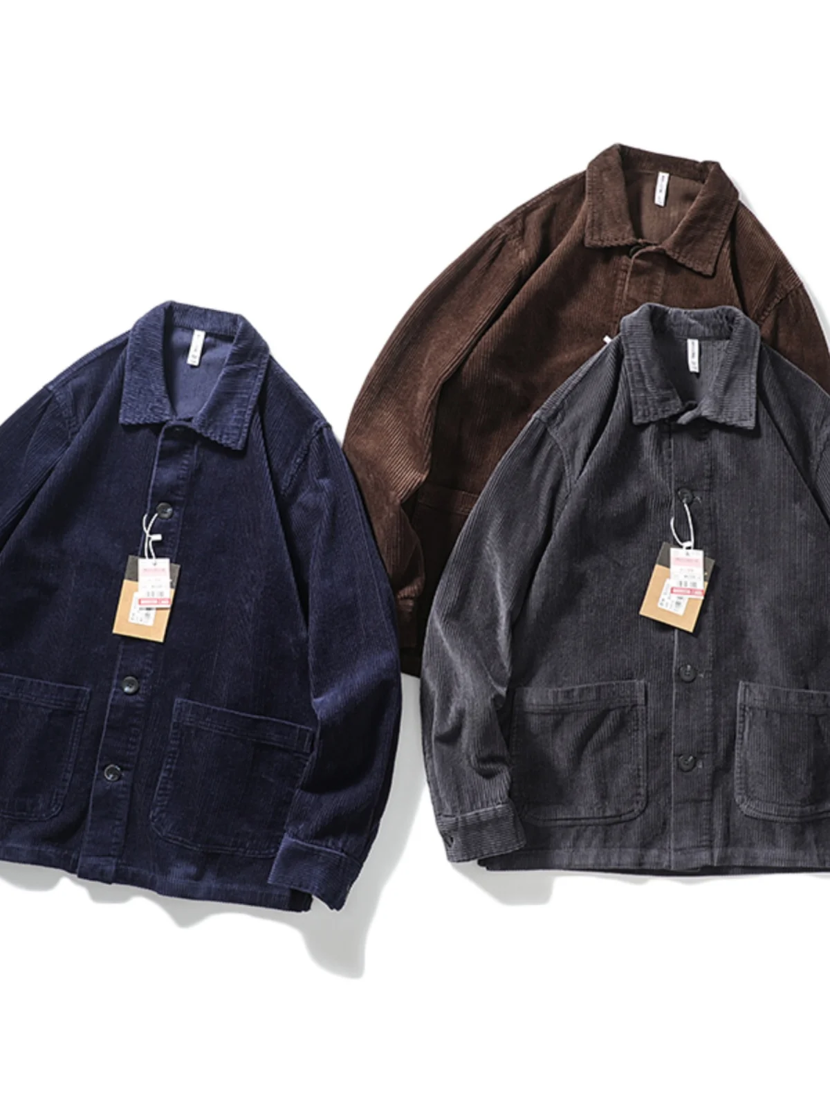 

Retro Japanese Sle Pure Cotton Corduroy Men's Casual Collar Jaet Coat Spring Autumn Faion Urban Thiened Long Sve