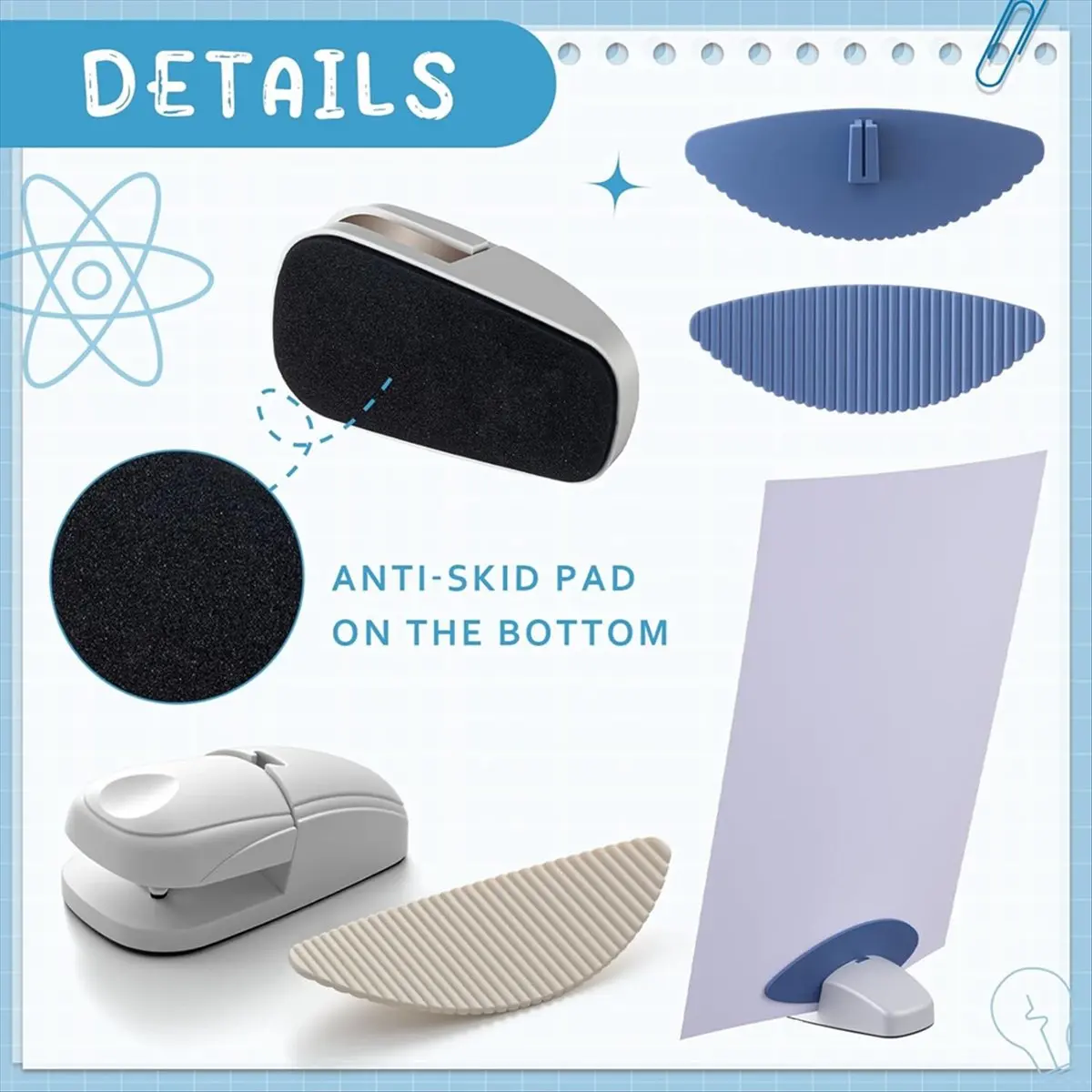 COFA – Support de papier 3 pièces avec tapis antidérapant pour le clavier, support de documents de bureau avec coussinets antidérapants, support de copie portable