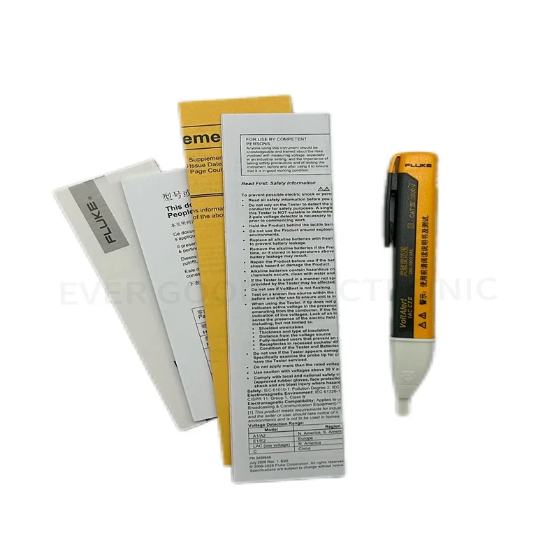 فلوك 1AC/2AC/LVD2 قلم موجه ملون غير متصل تيار متردد 200 فولت إلى 1000 فولت تيار متردد قلم اختبار تحريض الدائرة الكهربائية