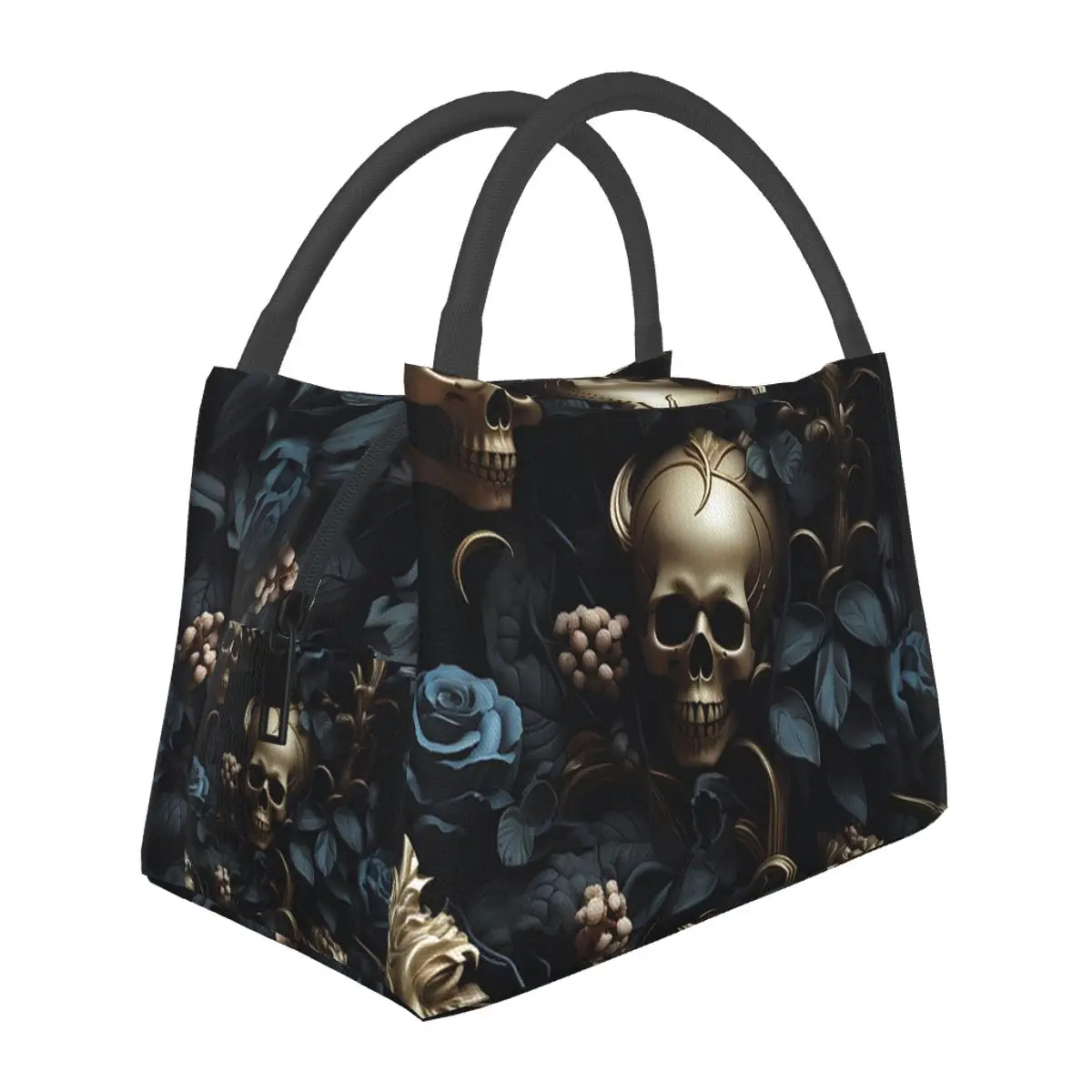 Horror Gothic Skeleton Death Skull Insulated Lunch Bag for School Picnic Storage Food Boxes Cooler Thermal Lunch Box Tote