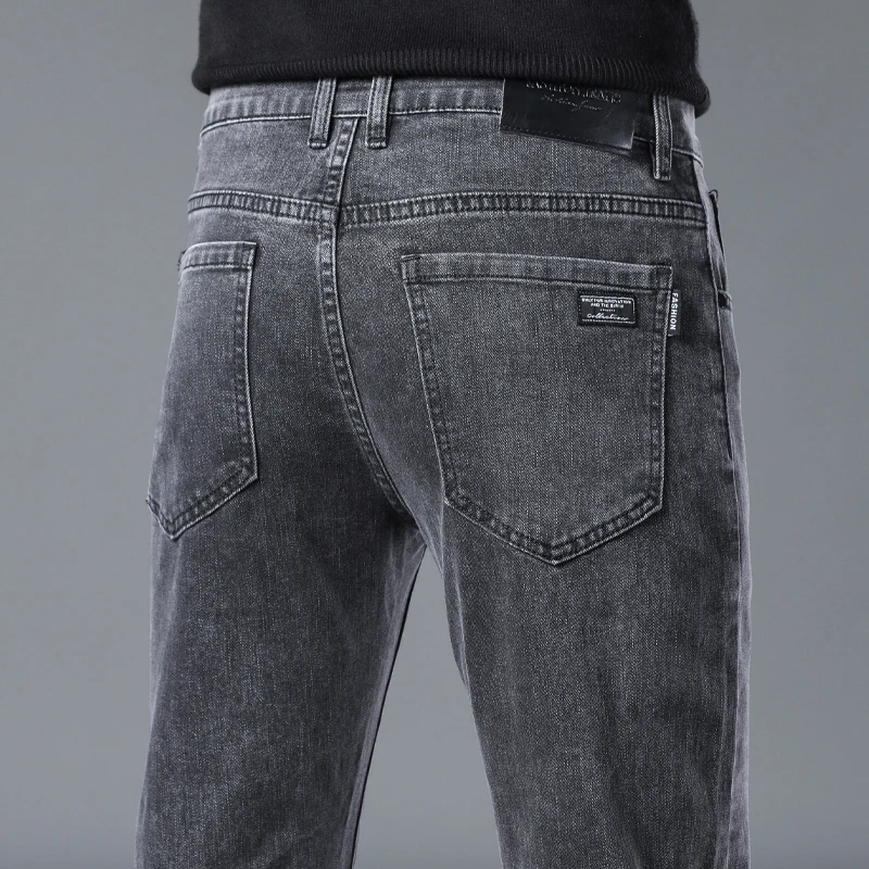 ملابس العمل للرجال جينز متين من القطن بأرجل مستقيمة وخصر متوسط وسحاب متعدد الطقم كاجوال مريح لحماية العمال