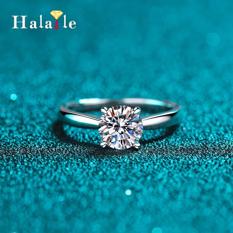 Halaile D Color Moissanite S925 Sterling Silver Solitaire Ring with GRA Trendy Fine Jewelry Women Bridal Engagement Wedding Gift