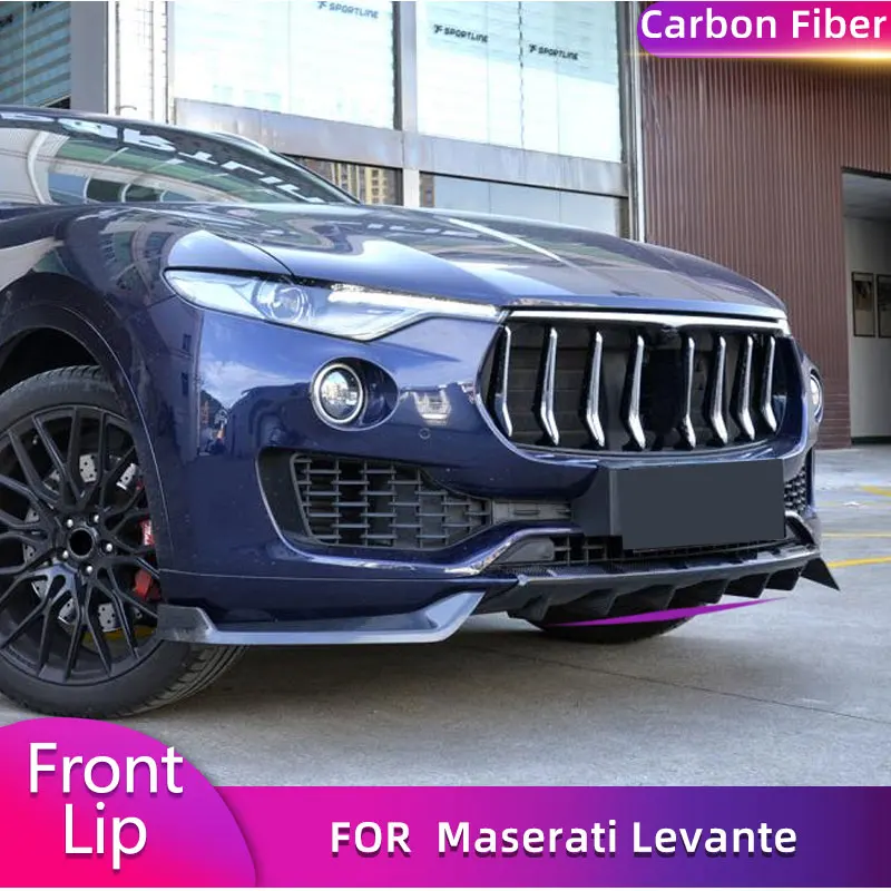 Carbon Fiber Front Bumper Lip Spoiler for Maserati Levante S Sport Utility 4-Door 2016 2017 Car Front Lip Chin Apron Body Kit