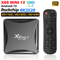 X88 MINI 13 Android 13 TV Box RK3528 Quad-core 4K Media Player 2.4G/5G Dual-band WiFi 8K Decoding Set Top BOX w/ Remote Control