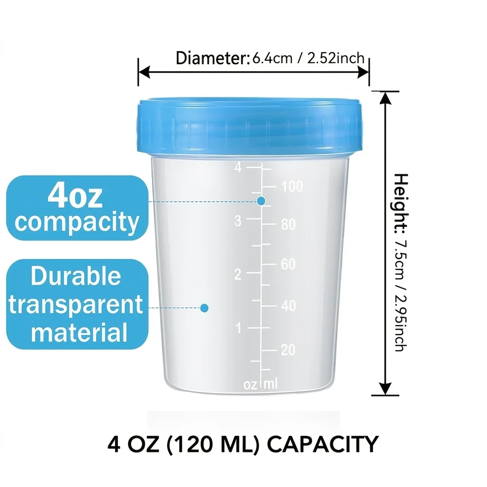 Single-use sample collection container with threaded leak-proof cap, including ID label, 4 oz, 120 ml