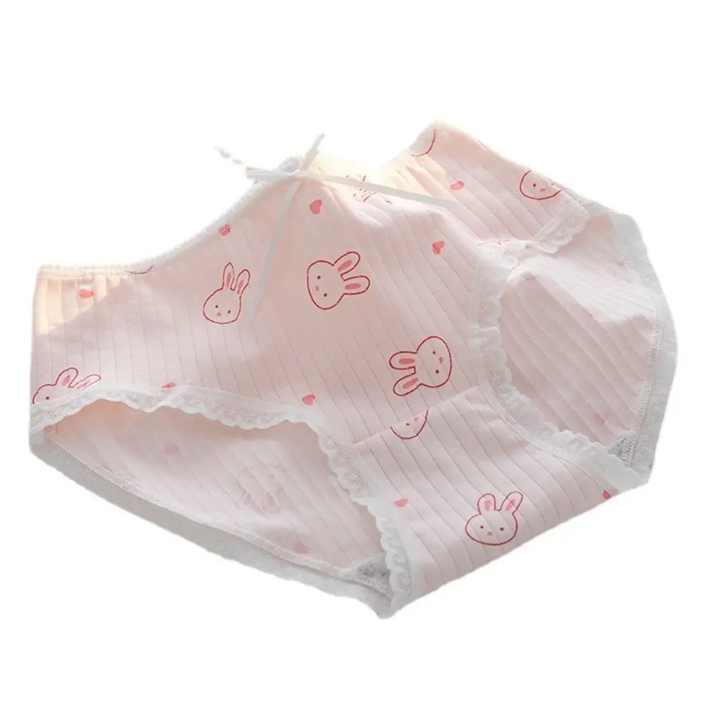 Comfortable Lingeries Mid-waist For Girls Cotton Crotch Korean Underwear Cute Briefs Women Rabbit Panties Heart Pattern