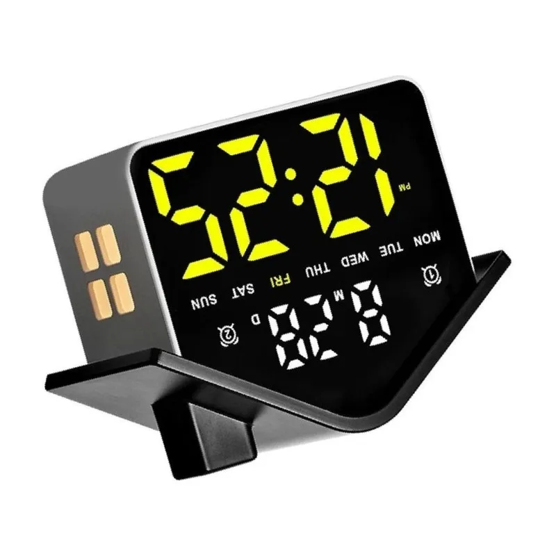 ABYN-Voice Control Digital Alarm Clock House Date Week Brightness Adjustment Electronic Table Clock With Night Light