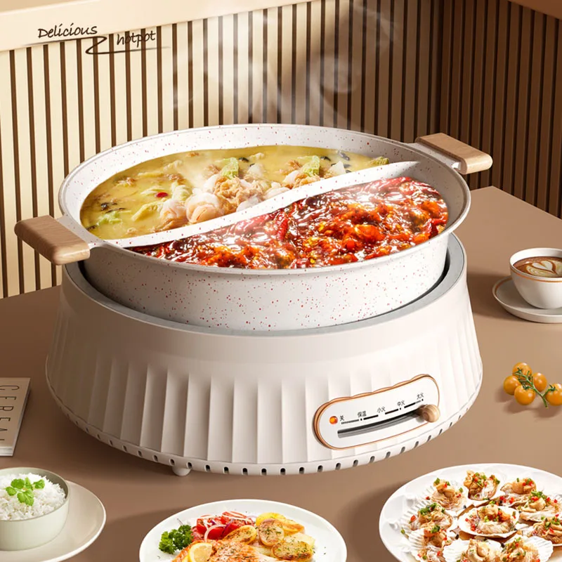 Food Dishes Hot Pot Double Electric Cooker Vegetable Multifunction Chinese Hot Pot Instant Noodle Soup Fondue Chinoise Cookware