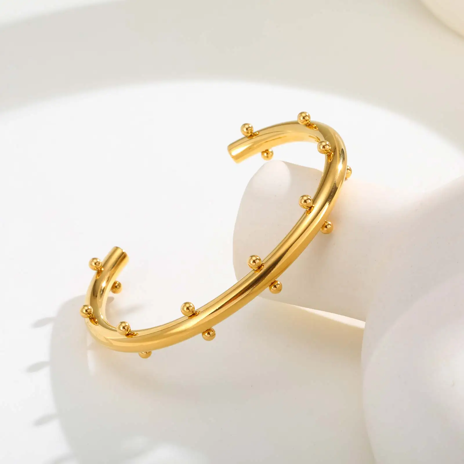 أساور فريدة من نوعها مع كرات صغيرة للنساء، أساور من الفولاذ المقاوم للصدأ مطلية بالذهب، هدايا مجوهرات عصرية #5