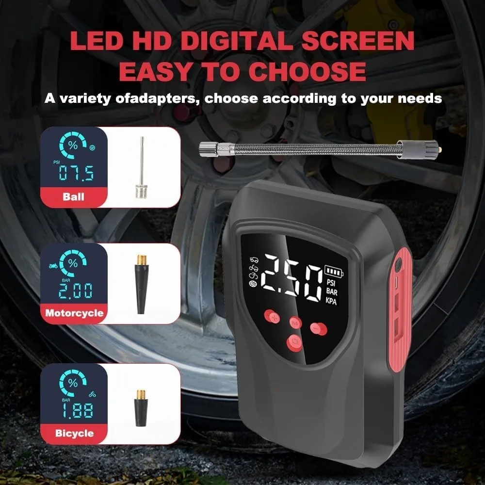 Avviatore di emergenza con compressore d'aria, avviamento di ponticello per batteria per auto portatile 3000A 150PSI 9.0L Gas/8L Diesel, caricabatteria 12V