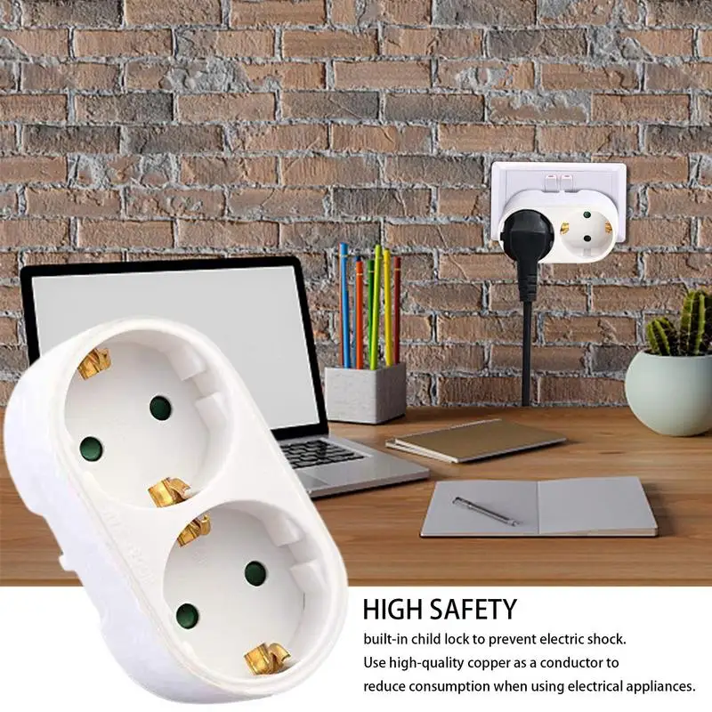 2 In 1 EU Plug Socket Adapter German Standard Power Conversion Plug Germany Type Socket EU Standard Wireless Extended Sockets