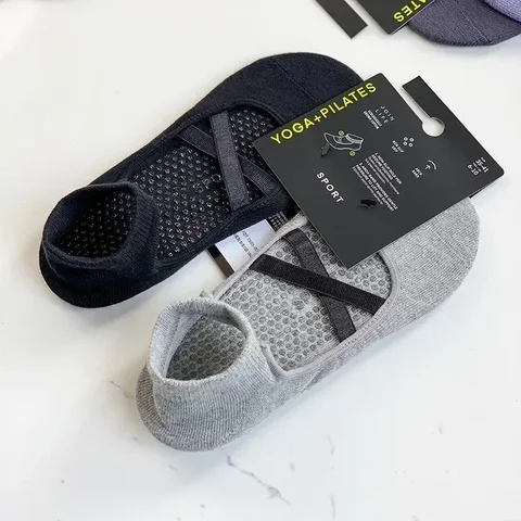 2 пары хлопковых дышащих впитывающих пот носков для йоги, силиконовые противоскользящие носки-тапочки, женские носки для пилатеса, балета, фитнеса, спортивных носков — фото товара