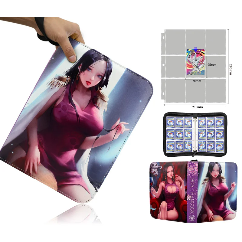 Anime One Piece Card Album 4/9 Grids 50 Pages PU Holder Book Hancock Collection Large Capacity Zipper Card Bag