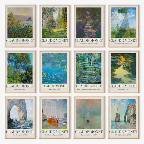 Pittura classica di fama mondiale artista impressionista Claude Monet poster gigli d'acqua tela pittura soggiorno decorazione della casa