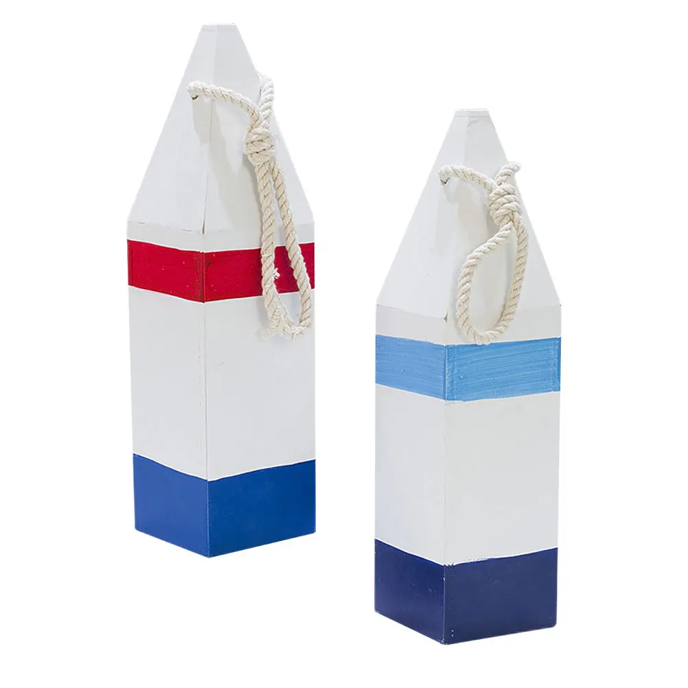 

2pcs Wooden Buoy Hanging Mediterranean Style Fish Marker Decor For Home Wall Decoration Nautical Wall Art Crafts