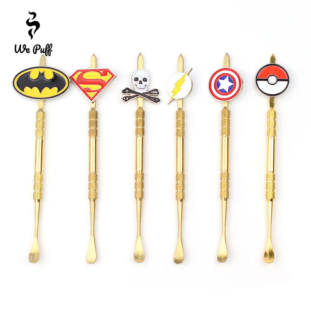 WE PUFF Heat Resisting Tobacco Oil Wax Spoon Cartoon Badge Stainless Steel Cleaning Stick Smoking Pipe Accessories Cool Gadgets