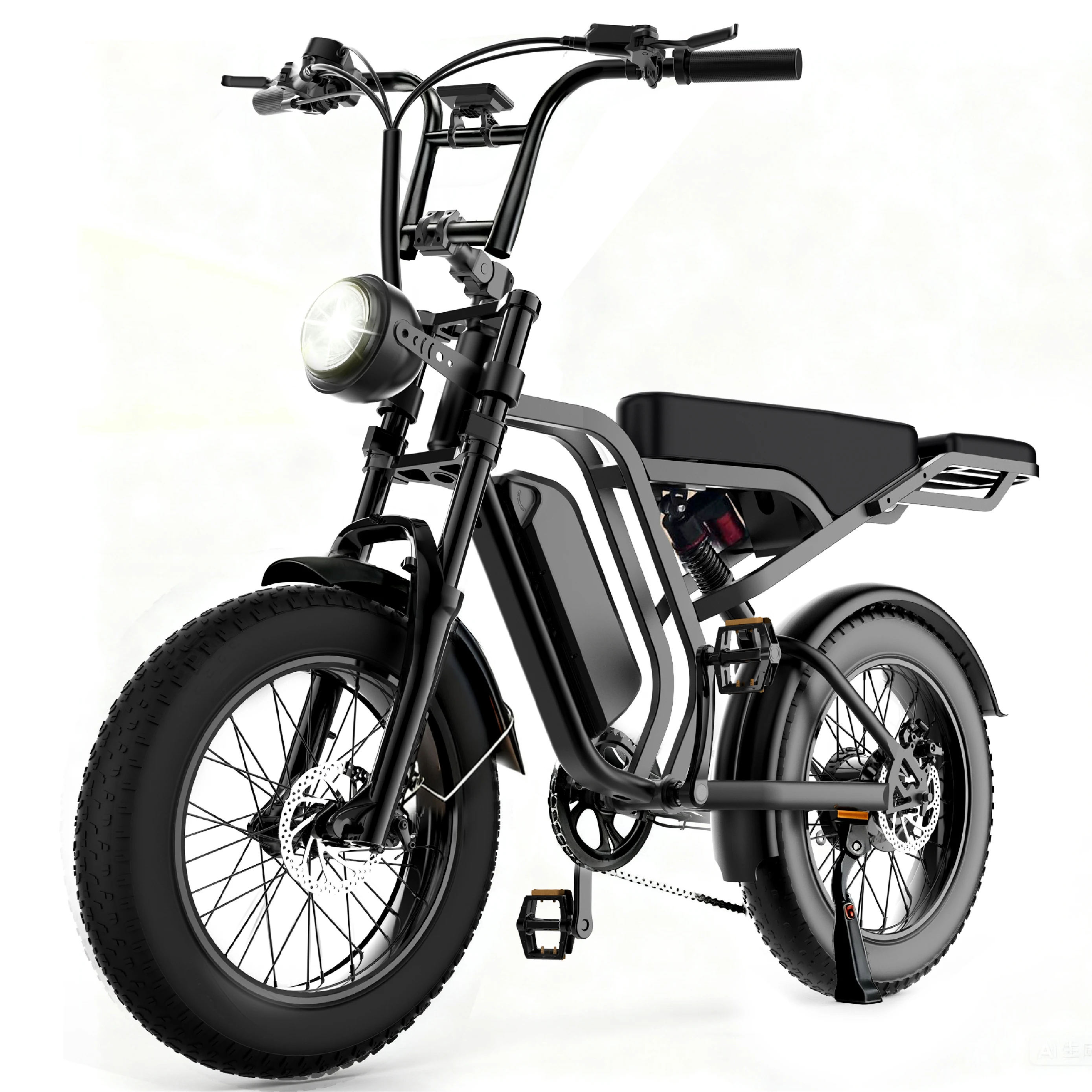 1000W Peak Electric Bike for Adults 48V 15Ah Removable Battery 20 Inch Fat Tire E-bike Dual Suspension All-Terrain Commuter US Stock
