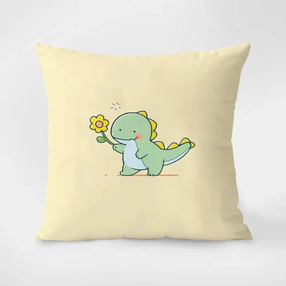 Little Dinosaur Print Cartoon Pillowcase Interior Decoration Office Living Room Home Pillowcase