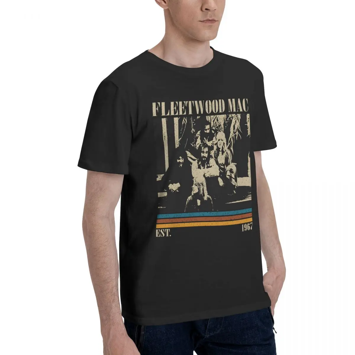 Men\'s Album Band, The T Shirt Fleetwood Mac 100% Cotton Clothing Vintage Short Sleeve Round Collar Tee Shirt Birthday Present