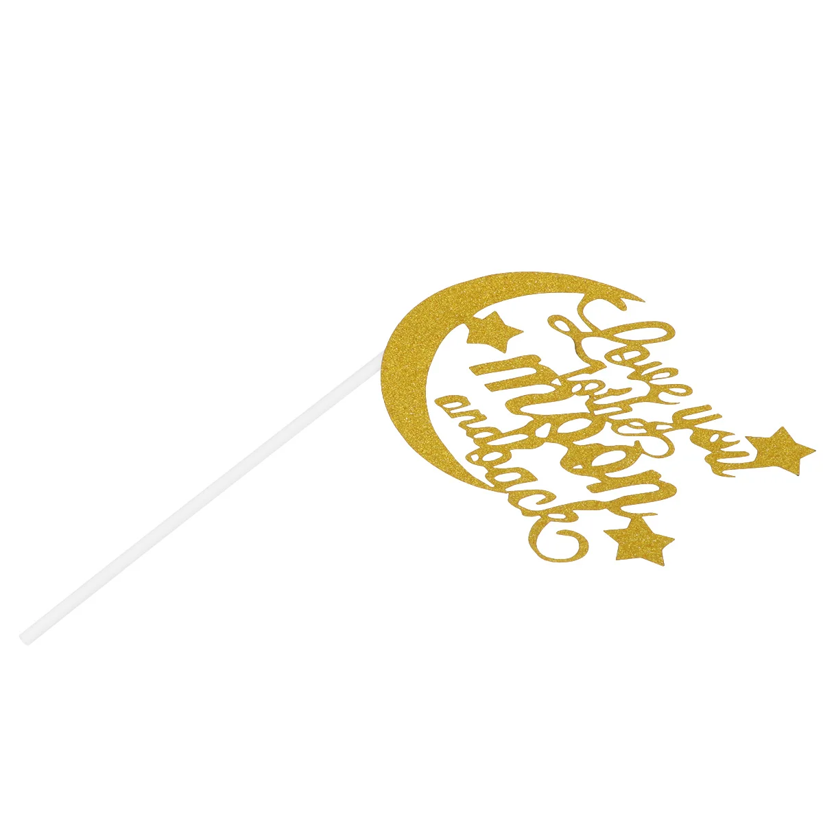 

20Pcs Moon Shaped Cake Toppers Glitter English Letter Cake Decoration Birthday Party Cupcake Picks Dessert Cards