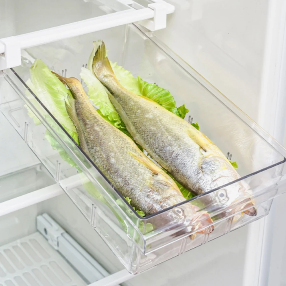 

Refrigerator Pull Out Transparent Storage Box Food Container Plastic Transparent Fridge Storage Bin Containers