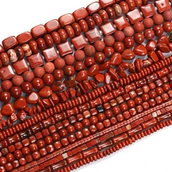 Natural Red Jasper Stone Round Faceted Irregular Loose Spacer Beads For Jewelry DIY Bracelet Necklace Making Accessories 15”