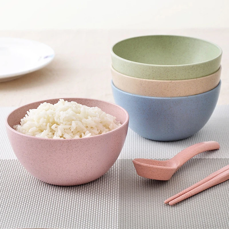 1Pcs Eco-Friendly Wheat Straw Bowl Household Rice Salad Soup Bowls Unbreakable Bowl For Home Kitchen