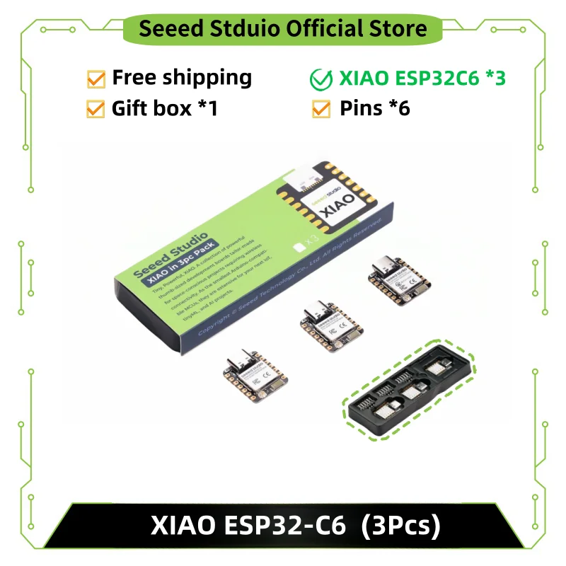 Mini Placa de desarrollo ESP32C6, xiaomi esp32, c6-2.4 GHz, WiFi6,BlE5.3,Zigbee Thread (802.15.4), ESP Rain Maker,AWS IoT,Microsoft Azure