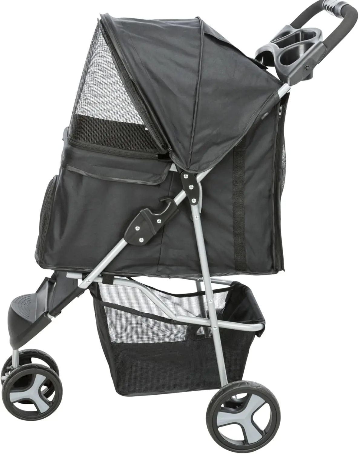 

Foldable Pet Stroller for Small Dogs & Cats, 24 lbs Capacity, Weather Cover & Cup Holder