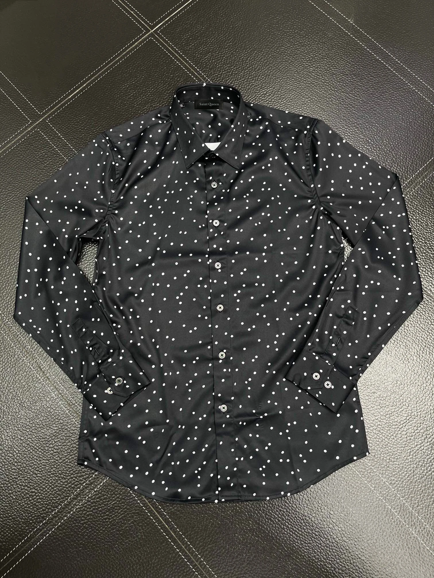 

Мужская рубашка Saint Queen, облегающая эластичная рубашка с гибким воротником и складными ремнями, мужские классические рубашки на пуговицах, рабочие хлопковые топы | 627