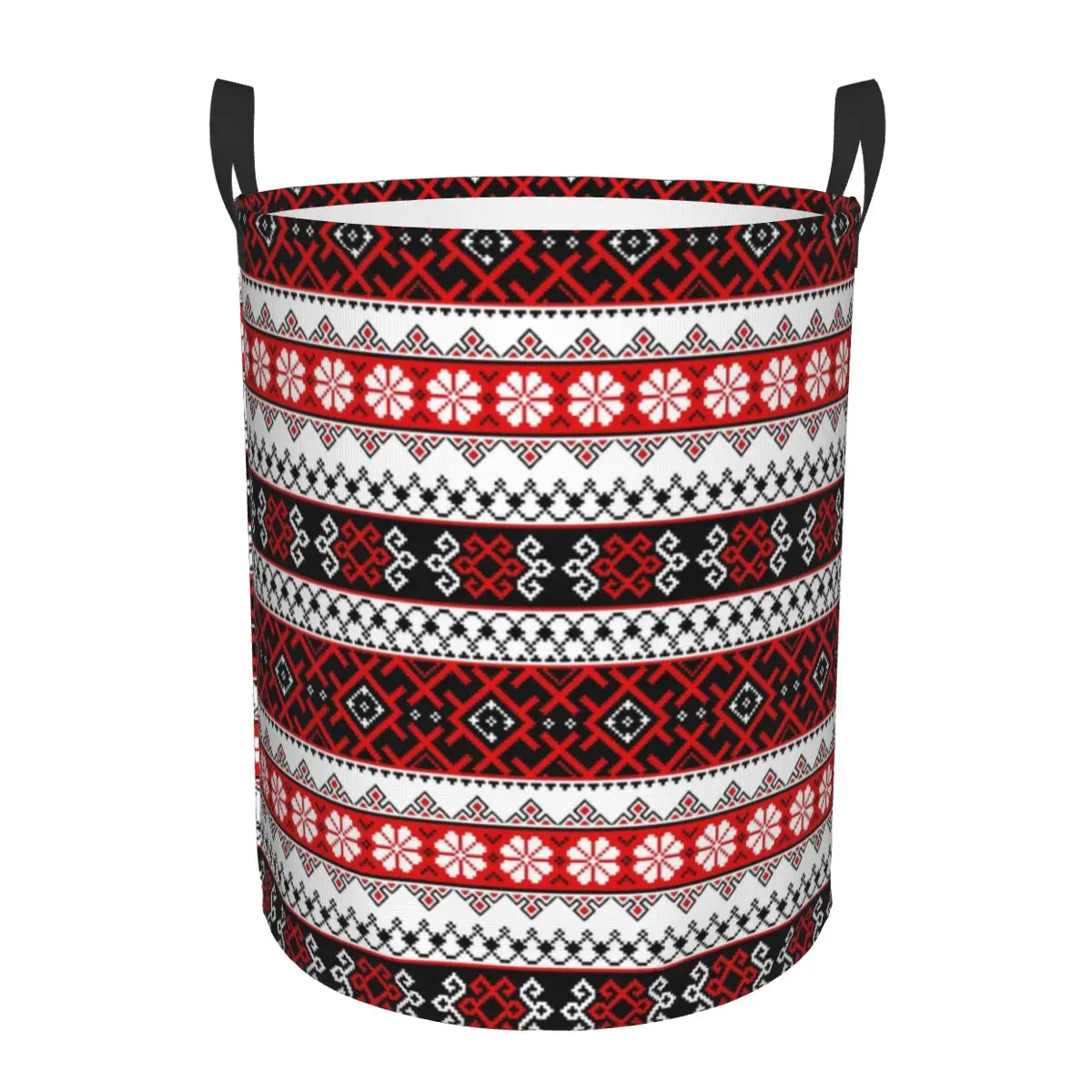 Ukrainian Embroidery Bright Color Designs Laundry Basket Ukraine Ethnic Clothes Toy Hamper Storage Bin for Kids Nursery