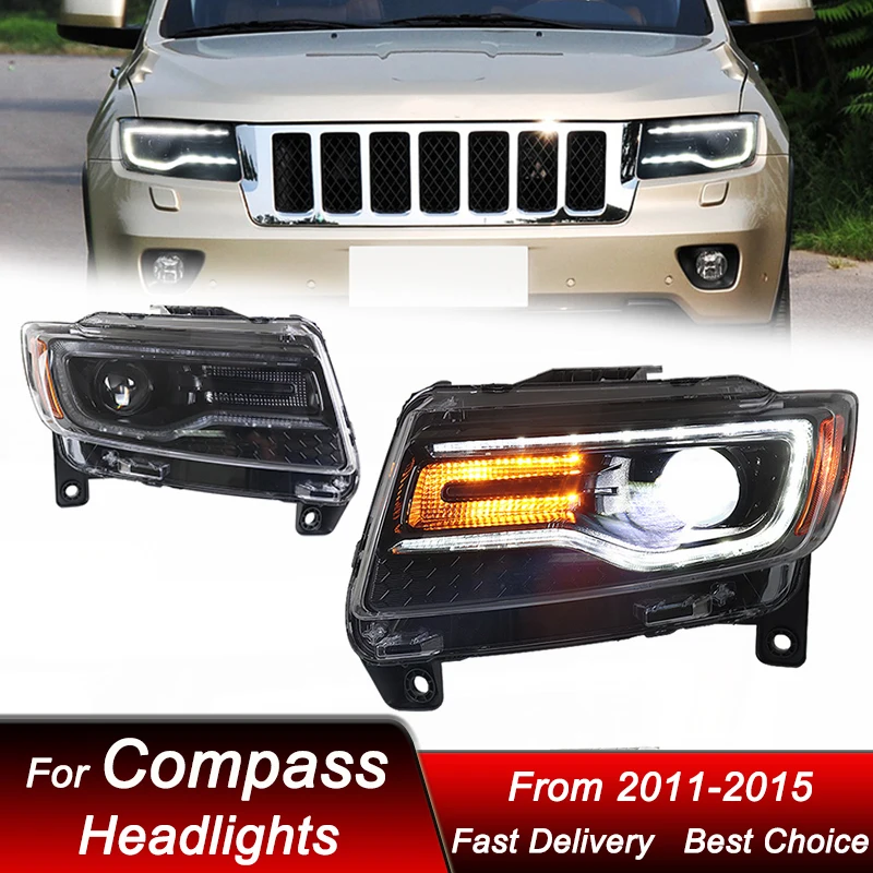 Car Headlights For Jeep Compass 11-15 Grand Cherokee new style full LED Headlamp Assembly Upgrade Projector Lens Accessories Kit