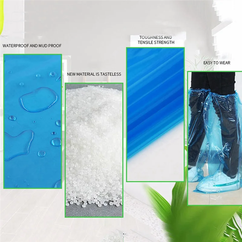 

ABXE-60 Pairs Waterproof Thick Plastic Disposable Rain Shoe Covers High-Top Anti-Slip For Women Men