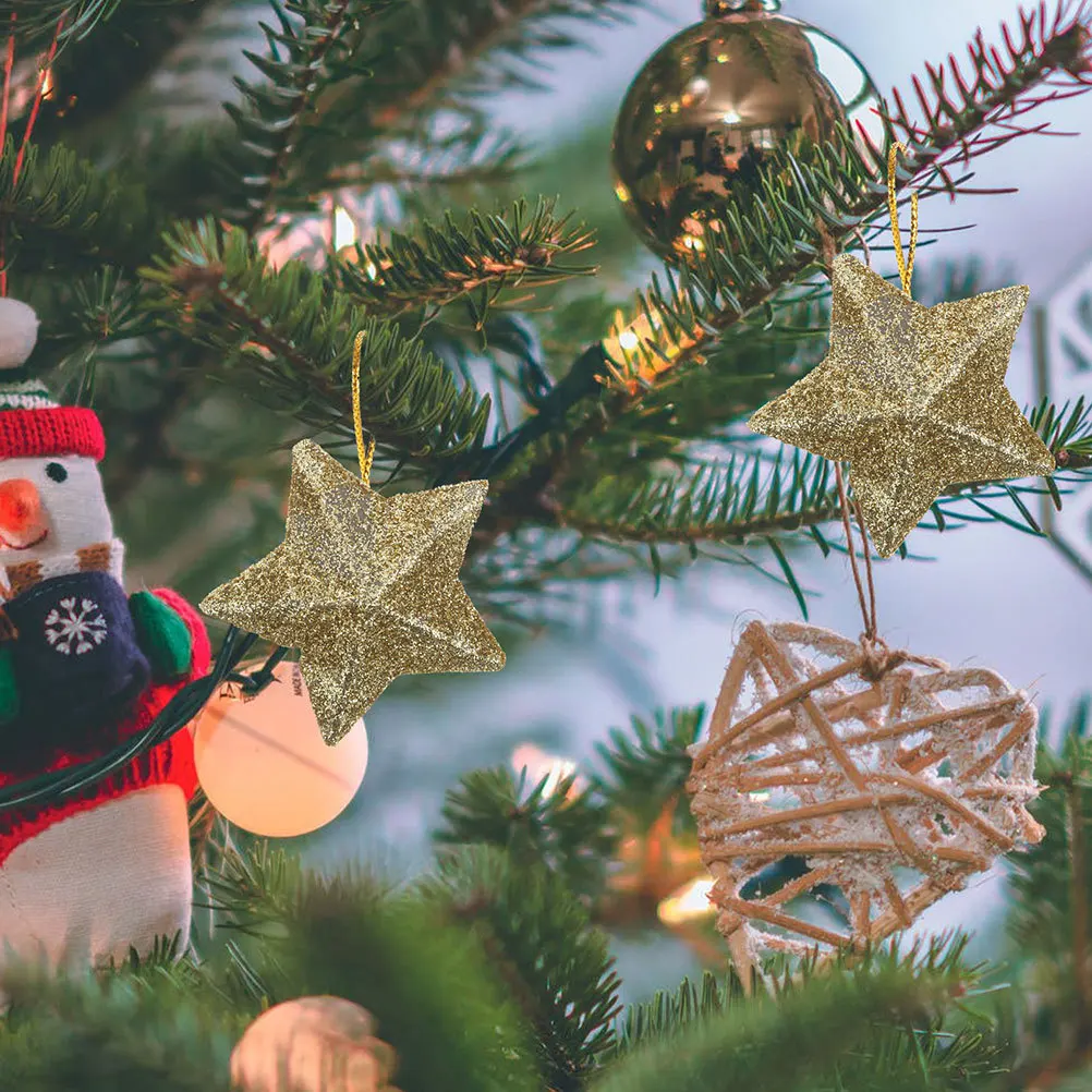 

30 Pcs Hanging Paper Stars Christmas Outdoor Decorations Indoor Holiday Ornaments Bulk