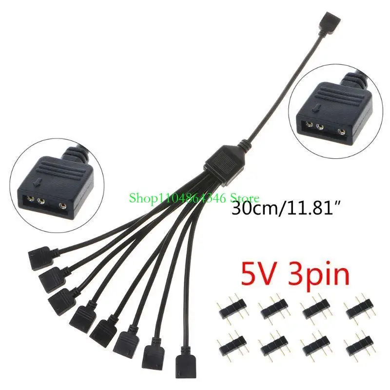 5asd 5V 3Pin RGB Splitter Cable CPU Cooler Extension Cable Connector Adapter Cord Wire PC Fan Power Extension Cable Converter