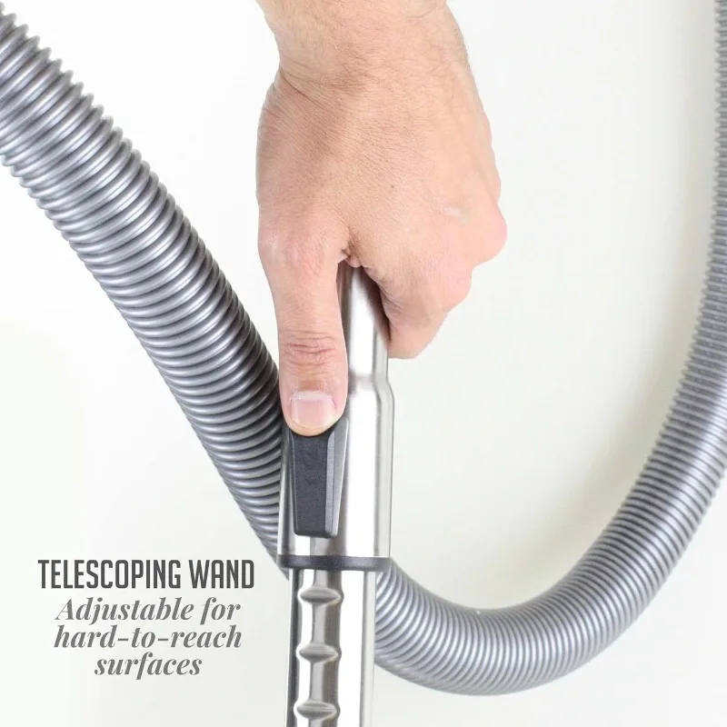 OVENTE Bagless Canister Vacuum Cleaner with Powerful Multi-Surface Suction,Telescoping Wand & Automatic Cord Rewind,Black ST2010