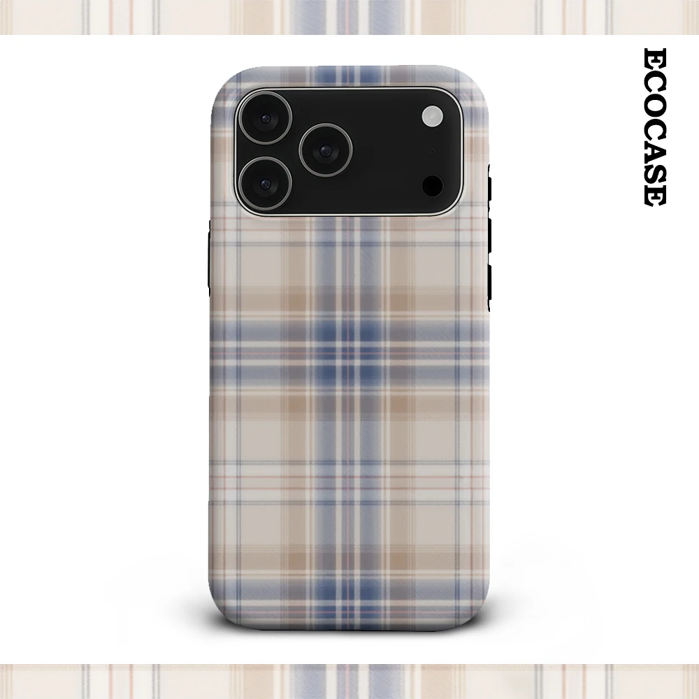 Blaues pastellfarbenes Karomuster IPhone 17 Must-Haves Handyhülle für IPhone 17 16 15 14 13 12 11 Pro Max Plus Doppelschichtige Rückseite