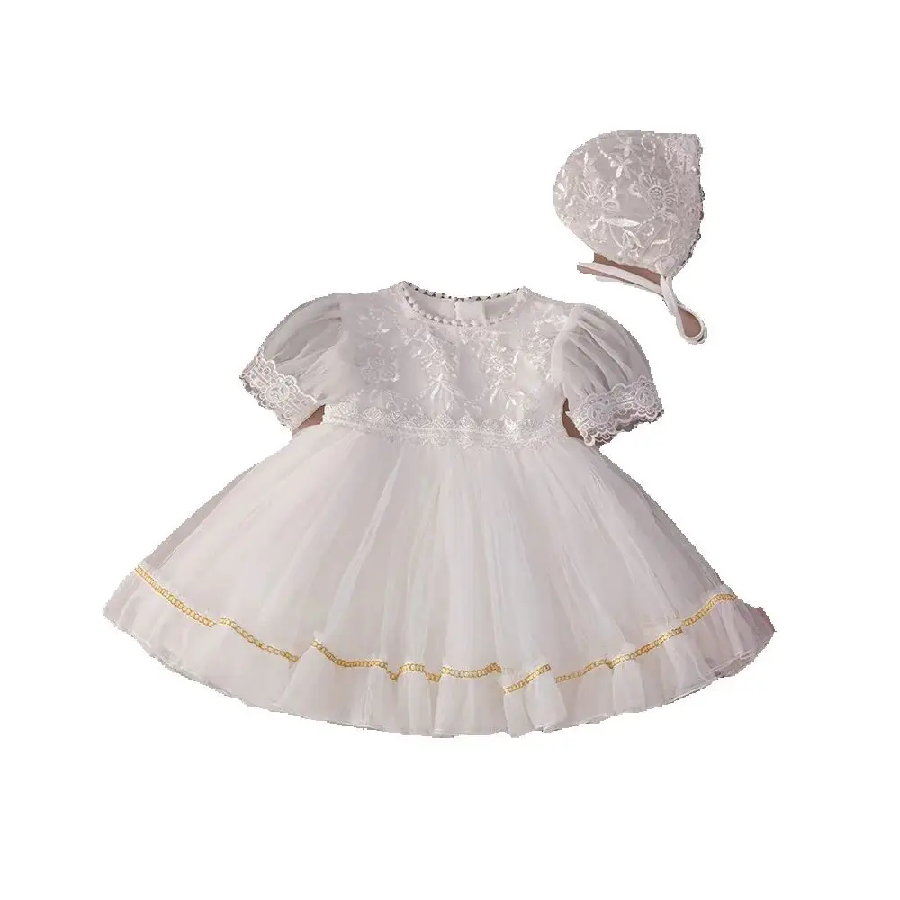 

HETISO Baby Girl Party Princess Dress Summer Infant Baptism Dresses Toddler White Mesh Cute Fashion Lace Ball Gown 0-2 Years