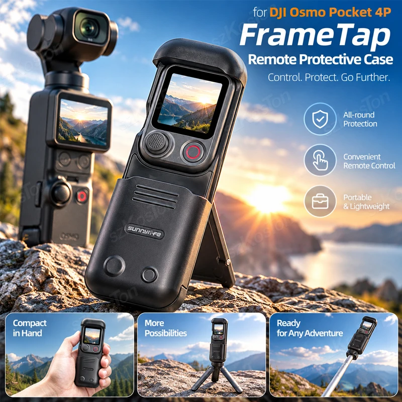 Viewfinder Remote Case Sliding Cover for DJI Osmo Pocket 4P FrameTap Protective Storage Shell 1/4 Thread Tripod Accessories