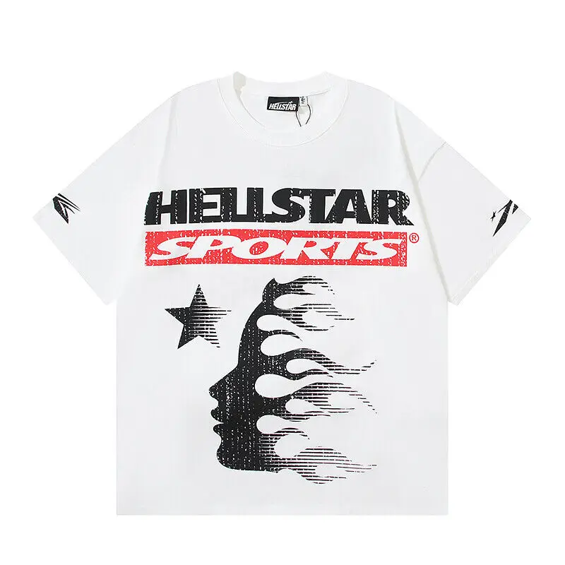 Men's Hell  Big  Logo Water Printed Short sved T-shirt White