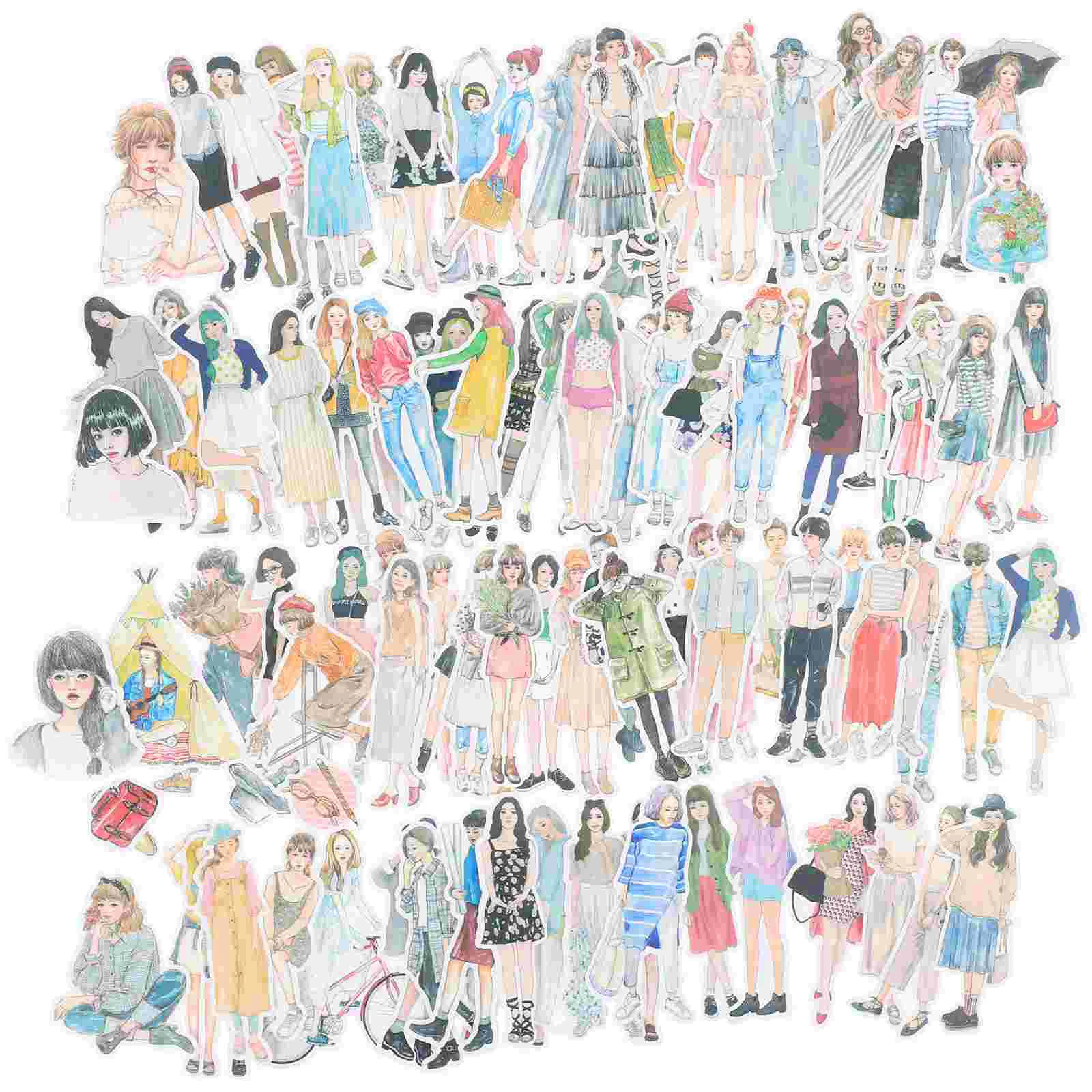 216 Pcs Girl Stickers Vintage Quantity DIY Decoration Mori Department Scrapbooking Supplies for Paper Character